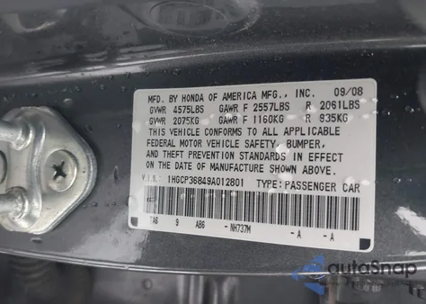2009 Honda Accord 3.5 Ex-L from USA, damaged, VIN 1HGCP36849A012801